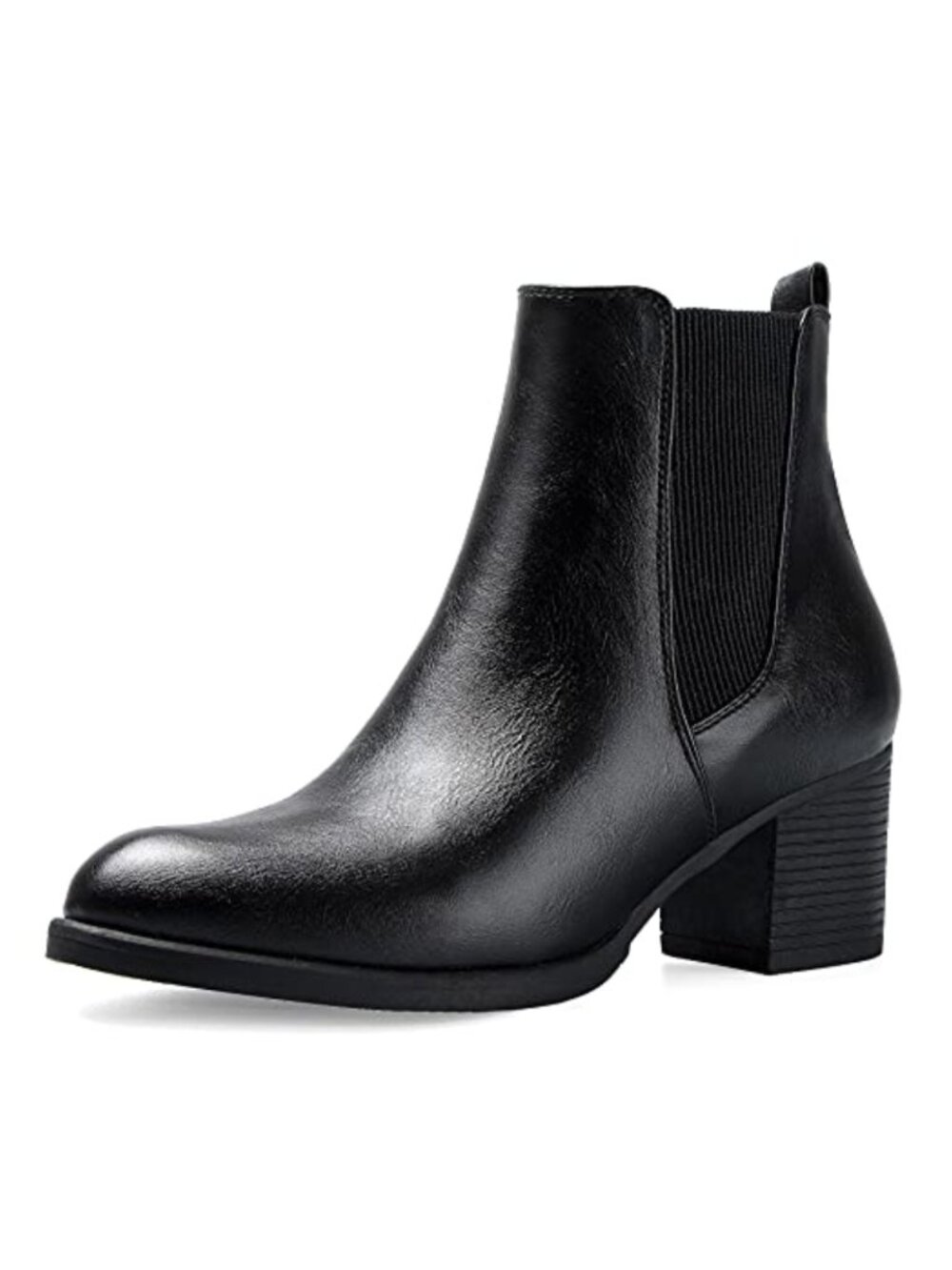 Chelsea Boots Chunky Block Heel Slip On Ankle Booties Elastic Sided PU